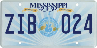 MS license plate ZIB024