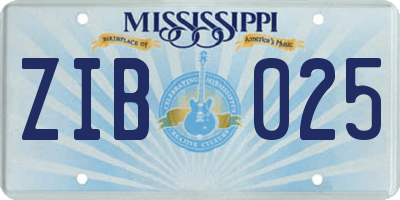 MS license plate ZIB025