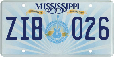 MS license plate ZIB026