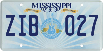 MS license plate ZIB027