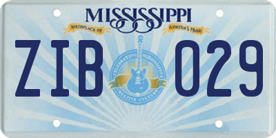 MS license plate ZIB029