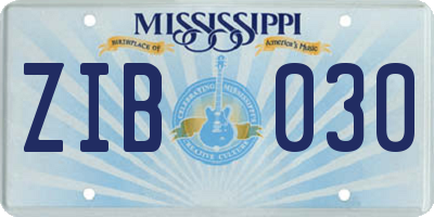 MS license plate ZIB030