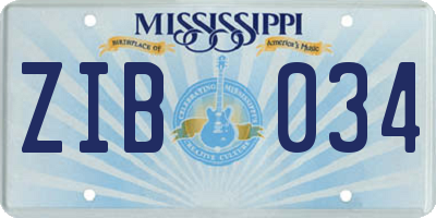 MS license plate ZIB034