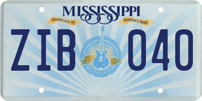 MS license plate ZIB040