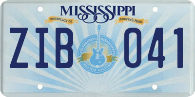 MS license plate ZIB041