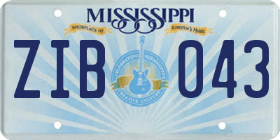 MS license plate ZIB043