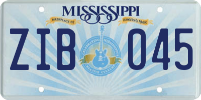 MS license plate ZIB045