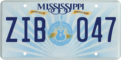 MS license plate ZIB047
