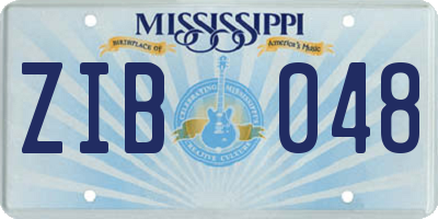 MS license plate ZIB048