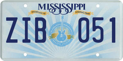 MS license plate ZIB051