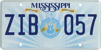 MS license plate ZIB057