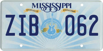 MS license plate ZIB062