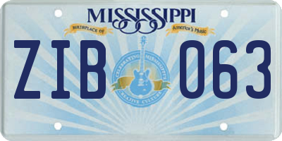 MS license plate ZIB063