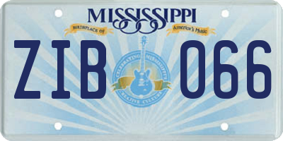 MS license plate ZIB066