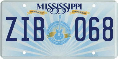 MS license plate ZIB068