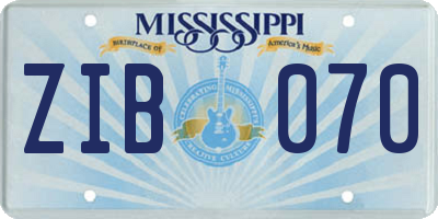 MS license plate ZIB070