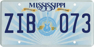MS license plate ZIB073