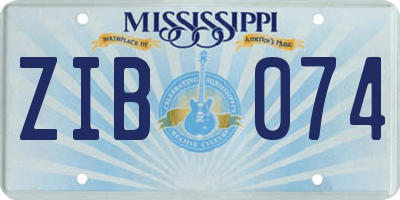 MS license plate ZIB074