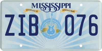 MS license plate ZIB076