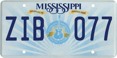 MS license plate ZIB077