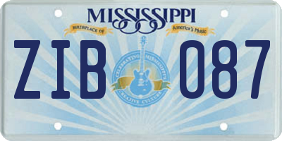 MS license plate ZIB087