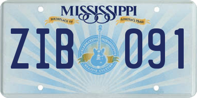 MS license plate ZIB091