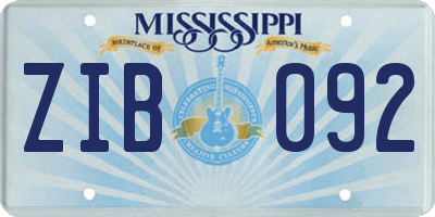 MS license plate ZIB092