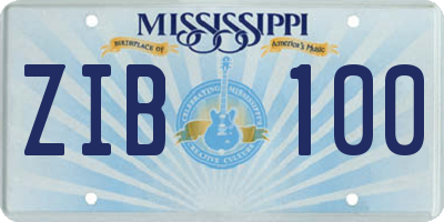 MS license plate ZIB100