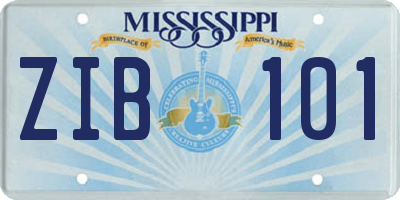 MS license plate ZIB101