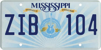 MS license plate ZIB104