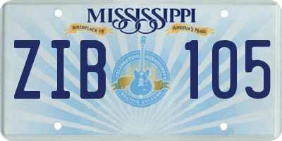 MS license plate ZIB105