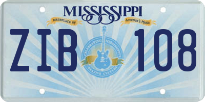 MS license plate ZIB108
