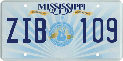 MS license plate ZIB109