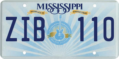 MS license plate ZIB110