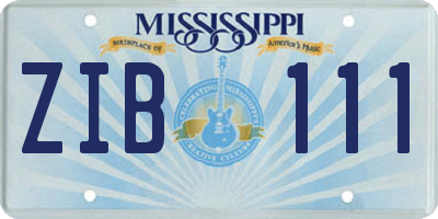 MS license plate ZIB111