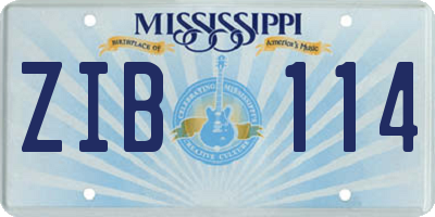MS license plate ZIB114