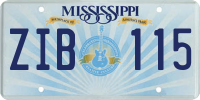 MS license plate ZIB115