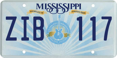 MS license plate ZIB117
