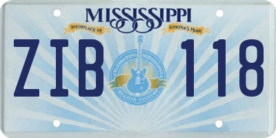MS license plate ZIB118