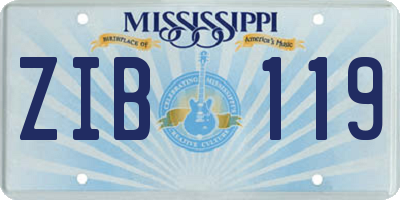 MS license plate ZIB119