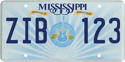 MS license plate ZIB123