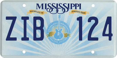 MS license plate ZIB124