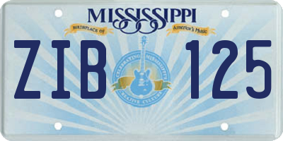 MS license plate ZIB125