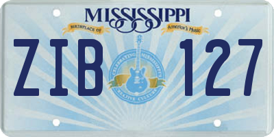 MS license plate ZIB127