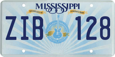 MS license plate ZIB128