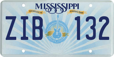 MS license plate ZIB132