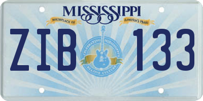 MS license plate ZIB133