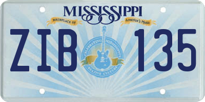 MS license plate ZIB135