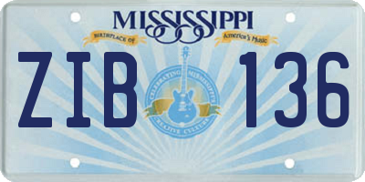 MS license plate ZIB136