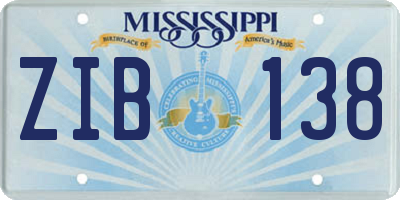 MS license plate ZIB138